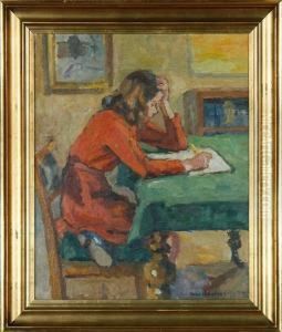 Girl Reading A Book by Axel Bredsdorff