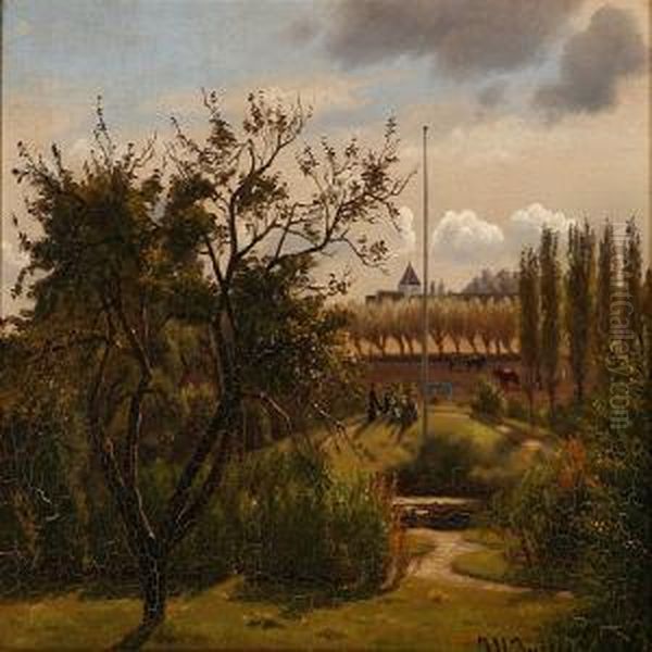 Garden Landscape With A View To A Church - view 1