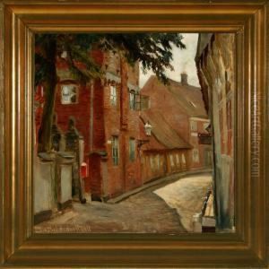 Street View From The Town Of Ribe by Johan Ulrik Bredsdorff