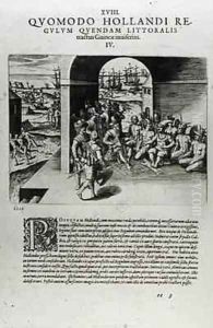 Arrival of the Dutch Leaders in Guinea The Negotiation for the Purchase of Slaves Destined to be Sold Back to the Spanish Conquistadors by Theodore de Bry