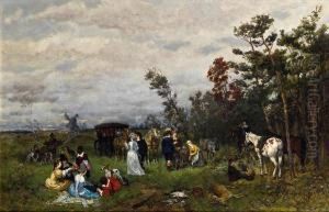 Jagdpause Am Waldesrand by Heinrich Breling