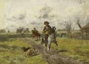 Zwei Entlaufene Schweine by Heinrich Breling