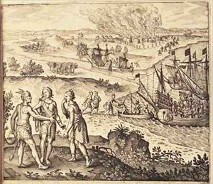 Abduction of Pocahontas by Theodore de Bry