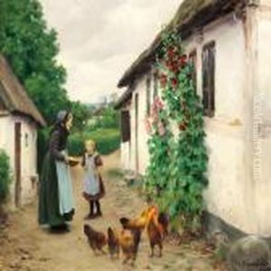Jyllinge. Besog Hos Bedstemor by H. A. Brendekilde