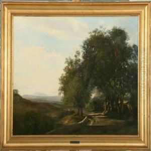 An Italienlandscape With Mountains In The Background by Thorald Brendstrup