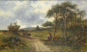Homeward Bound,faggot Gatherers And Horse-drawn Cart In A Wooded Eveninglandscape Homeward Bound,faggot Gatherers And Horse-drawn Cart In A Wooded Eveninglandscape