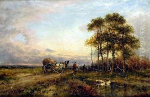 Returning From The Fields, Sunset With Figures And Hay Cart