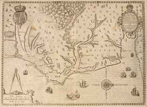 Map of Virginia by Theodore de Bry