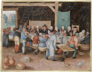 A Peasant Wedding Feast by Friedrich The Elder Brentel