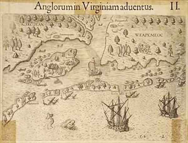 The Arrival of the Englishmen in Virginia - view 1