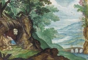 Saint Jerome In The Wilderness by Friedrich The Elder Brentel