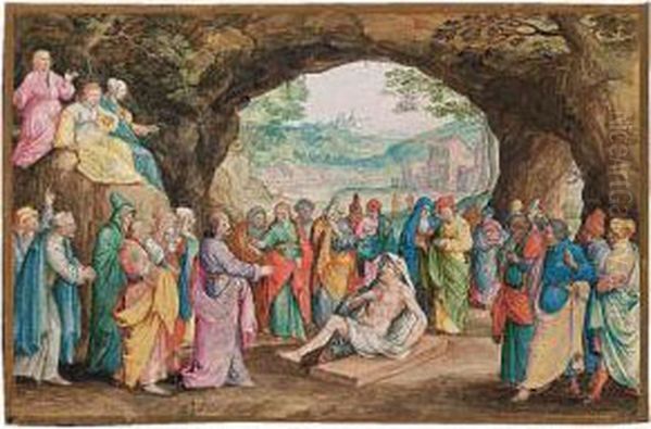 The Raising Of Lazarus by Friedrich The Elder Brentel