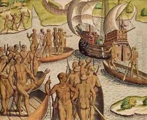 The Lusitanians send a second Boat towards me by Theodore de Bry