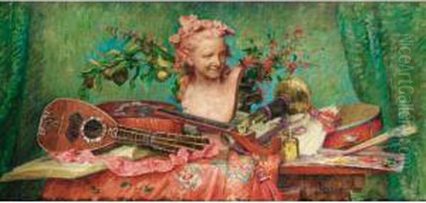 Nature Morte Aux Instruments De Musique Et Buste De Carpeaux - view 1