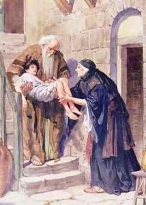 'See', said Elijah 'thy son liveth' by Charles Edmund Brock