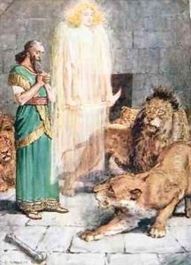 An Angel of God stayed by Daniel all through the night by Charles Edmund Brock