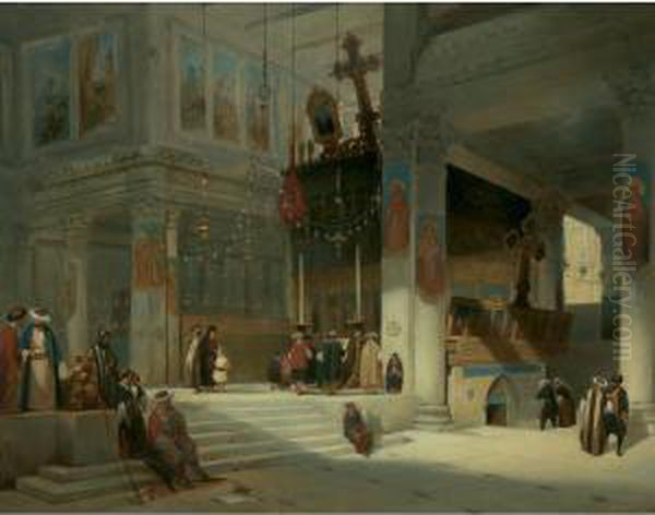 Worshippers Inside An Eastern Church - view 1