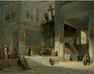 Worshippers Inside An Eastern Church