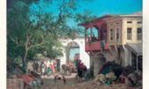 Scene De Rue Animee A Istanbul by Fabius Germain Brest