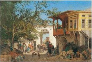 A Bazaar In Constantinople by Fabius Germain Brest