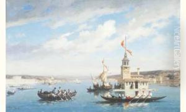 Caiques Devant La Tour De Leandre, Constantinople. - view 1