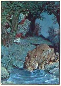 Thisbe and the Lioness by Charles Edmund Brock