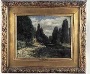 Lavandieres Au Bord De La Riviere by Emile Adelard Breton