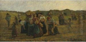 Study For Le Rappel Des Glaneuses by Jules Breton