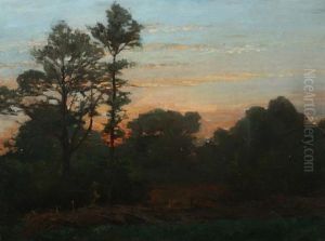 Barbizon Landscape With Figure by Jules Breton