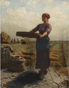 Peasant Woman Sifting Rapeseed by Jules Breton