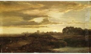 Paysage De Bretagne Au Crepuscule by Jules Breton