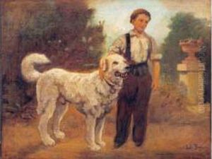 Enfant Et Son Chien by Jules Breton