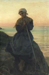 Jeune Pecheuse Bretonne; Douarnenez by Jules Breton