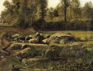 Lavandieres Bretonnes A Douarnenez by Jules Breton