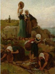 A La Fontaine; Douarnenez by Jules Breton