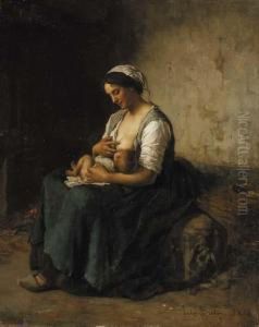 Mere Alaittant Son Bebe by Jules Breton
