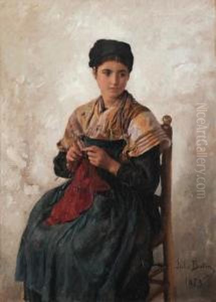 Jeune Femme Tricotant - view 1