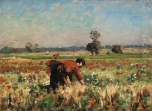 Le Pr Fleuri Courrires (the Flowering Field In Courrires) by Jules Breton