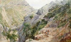 Peasant Women In An Italian Landscape by John Edward Brett