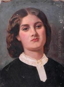 Portrait, Head And Shoulders Of A Lady by John Edward Brett