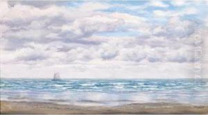 Gathering Clouds, A Fishing Boat Off The Coast by John Edward Brett