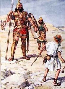 The Philistine arose and came, and drew nigh to meet David