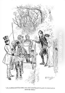 Mr. Collins and Charlotte were both standing at the gate in conversation with the ladies