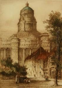 Malines, Palace Of Justice From The Boulevard Waterloo,brussels, Belgium by James Alphege Brewer