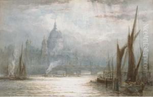 St. Paul's Cathedral And Waterloo Bridge by James Alphege Brewer