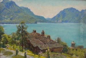 Lake Como Looking North Beyond Menaggio by Anna Richards Brewster