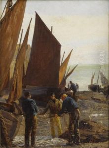 Fishermen At Clovelly, Devon by Anna Richards Brewster