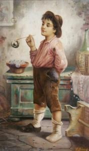 Boy Blowing Bubbles by Francois Xavier Bricard
