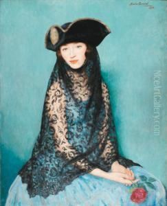 Jeune Femme A La Rose by Francois Xavier Bricard