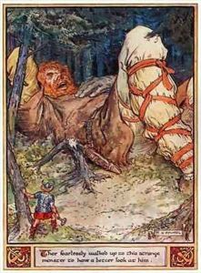 Thor fearlessly walked up to this strange monster to have a better look at him by Charles Edmund Brock
